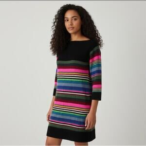 Free People Wool Serape Retro Stripe Black Mini Tunic Dress